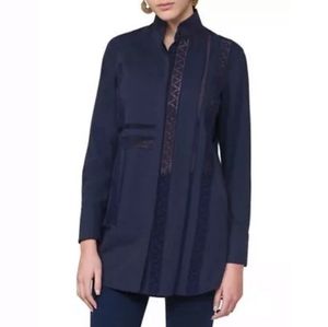 AKRIS Punto Lace Trim Button Up Shirt